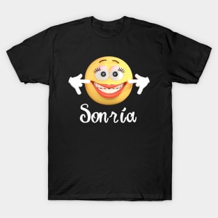 Sonrie Smile Emoji Spanish Mask T-Shirt